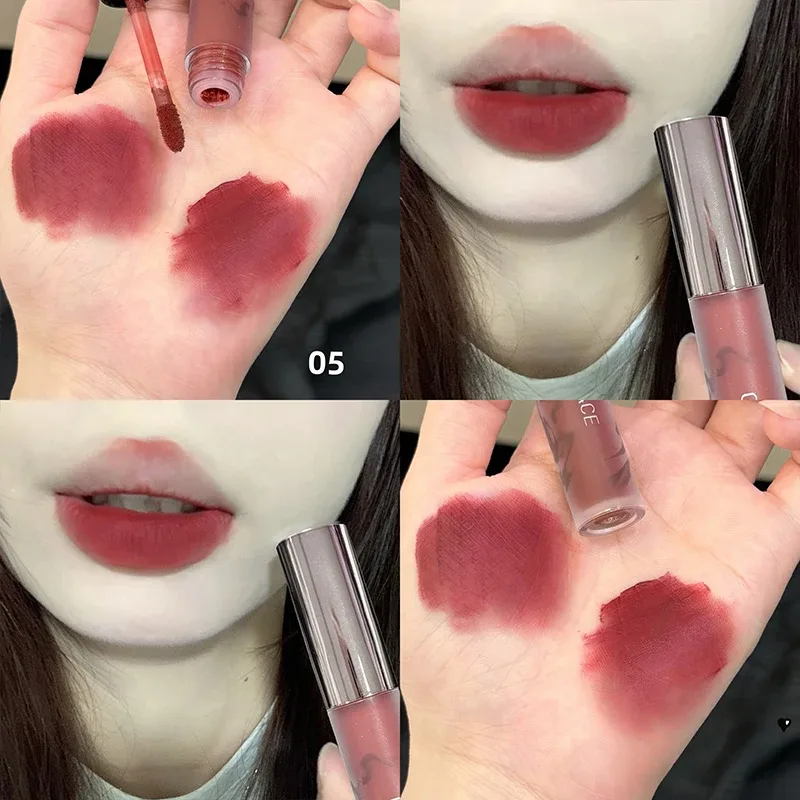 Punk Dark Brown Lip Mud Nude Matte Orange Brown Lip Gloss Raspberry Red Liquid Lipstick Waterproof Non Stick Cup Lip Tint Makeup