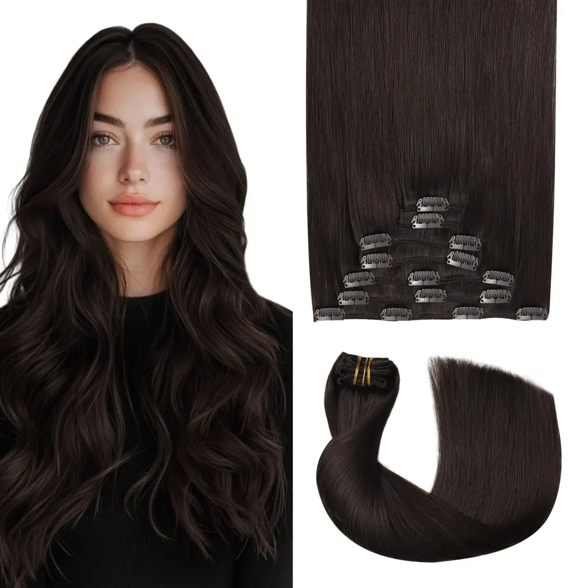 Sweetmet Pro2.0 Clip in Hair Extensions Real Human Hair 120g Thick 7pcs #60 Platinum Blonde Remy Real Human Hair Extensions Clip ins Seamless Double Weft for Women