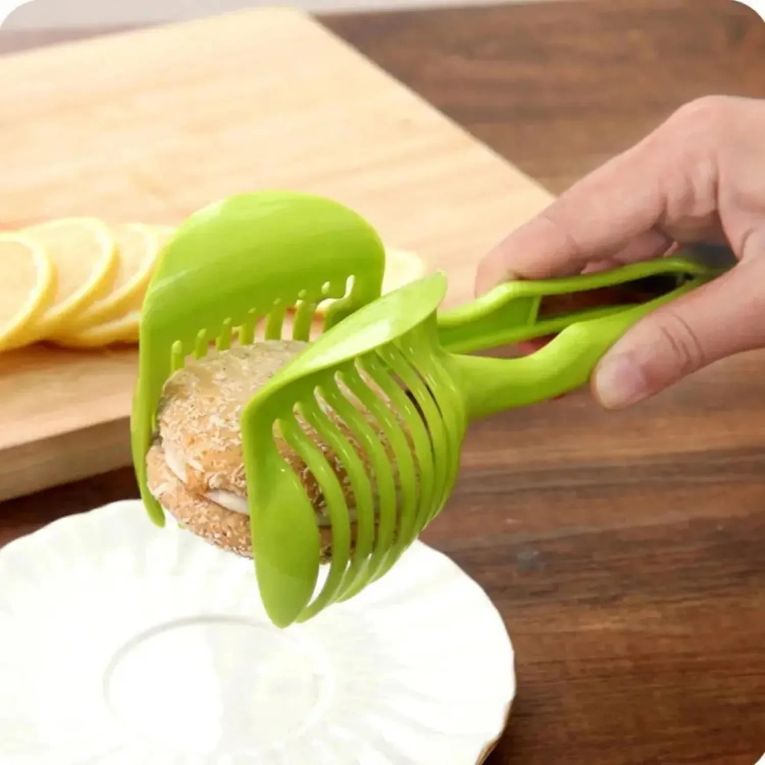 1Pcs Plastic Kitchen Handheld Potato Slicer Tomato Cutter Tool Lemon Cutting Cooking Kitchen Accessories — image 4