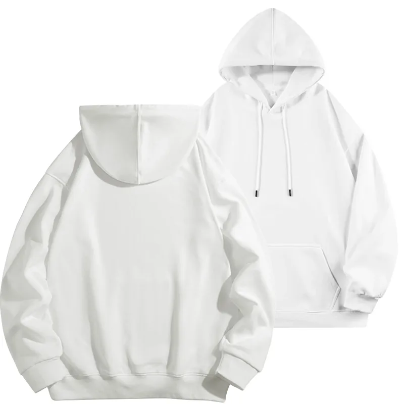 Logo Tersuai DIY Sweatshirt Bertudung Hitam Kapas Tulen Pullover Lengan Panjang Atasan Kasual untuk Lelaki Dan Wanita Fesyen Musim Sejuk Musim Gugur