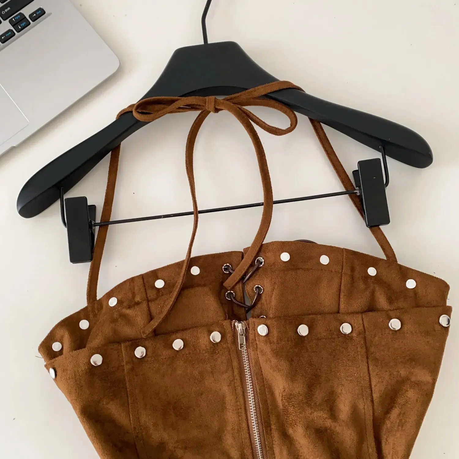 Sexy Bandage Halter Solid Tanks Top Vintage Corset Bustier Korean Autumn Camis Women Party Spice Girl Crop Top