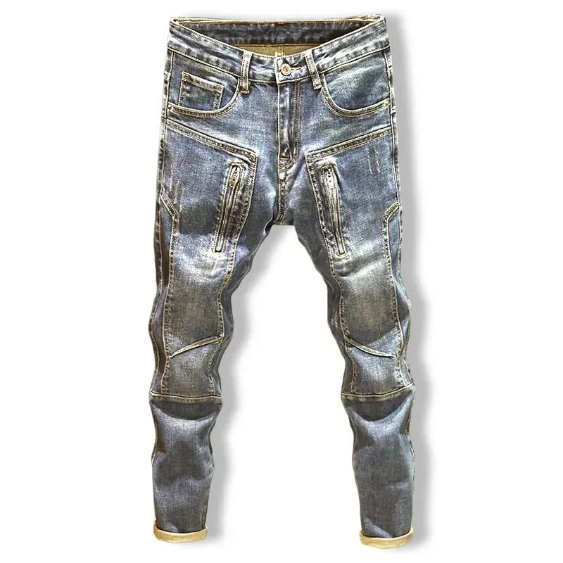 Autumn and Spring New Fashion Trend American Vintage Straight Leg Denim Pants Men's Casual Sports Multi-pocket Stretch Jeans — image 5