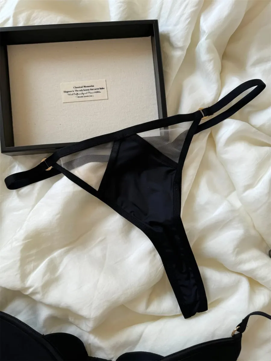 Fishbone large breasts lingerie with underpants suit top support lace thin mesh gathered underwear sexy bra set — image 4