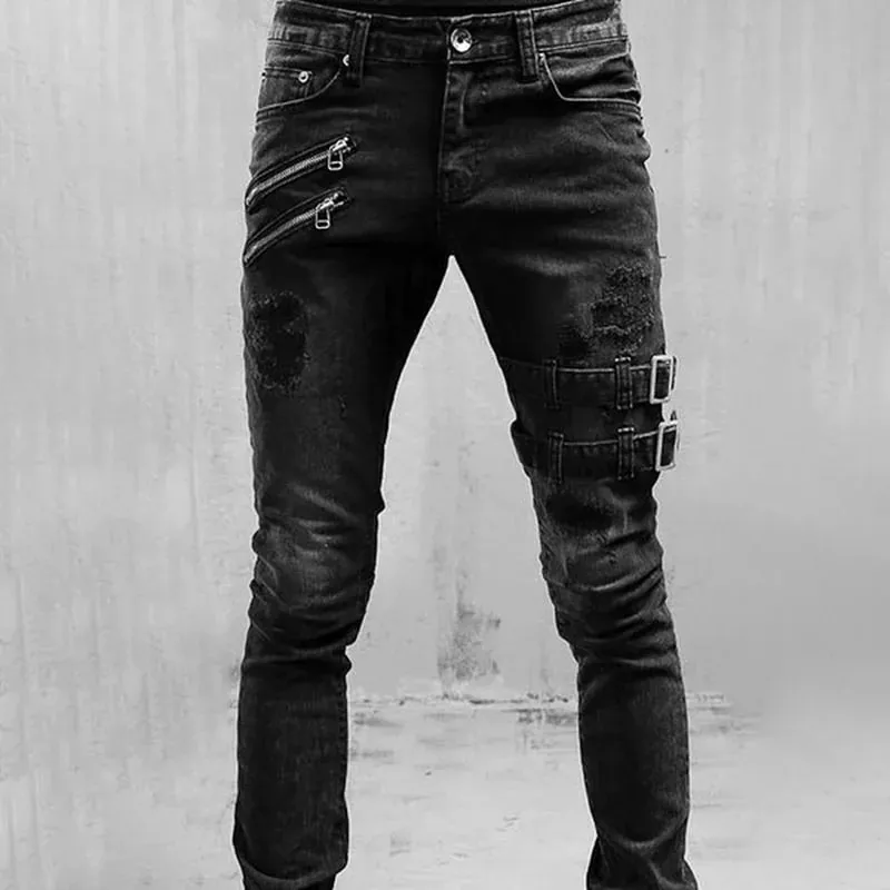 New Autumn Men Pants Casual Tactical Jeans Male Multiple Pockets Cargo Pant Casual Straight Dimem Jeans Trousers Plus Size S-4Xl