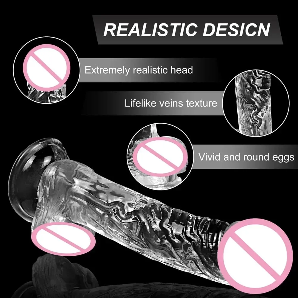 Jelly Dildo 4 Sizes Transparent Soft Realistic Penis Fake Dick Butt Plug for Woman Men Gay Sex Toys Female Vagina Anal Sex Toys