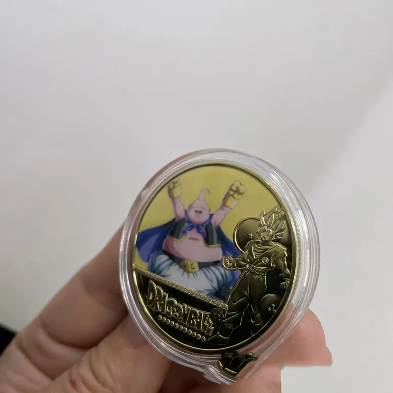 Dragon Ball Banhado A Ouro Moeda de Ouro Son Goku Vegeta Moedas Comemorativas Crianças Clássico Anime Periféricos Coleção Brinquedo Lembrança