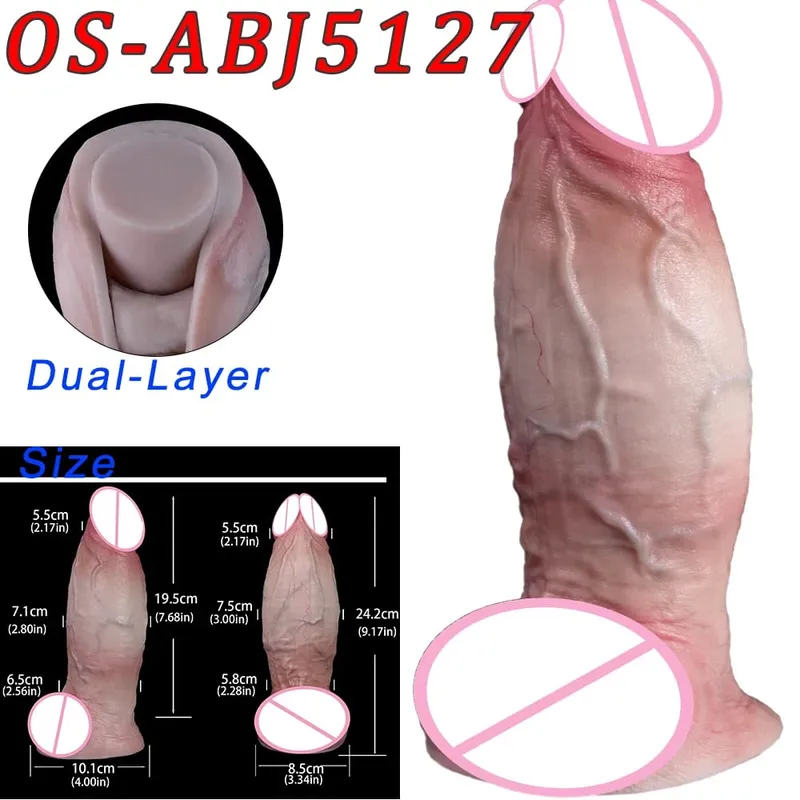 47cm realistická dlouhá dilda s dvojitou hlavou anální vaginální stimulátor Sexuální hračka s přísavkou pro lesbické páry Gay Muži Nástroje pro dospělé