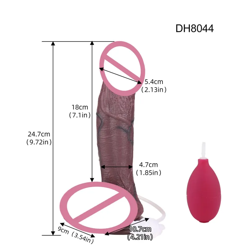 Silicone Lifelike Double Layers Ejaculating Penis Squirting Long Dildo With Sucker Anal Sex Toys For Men Women Masturbator