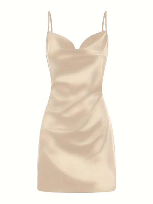 2024 Lady Va Voom Satin Hip Suspender Dress na Pambabae