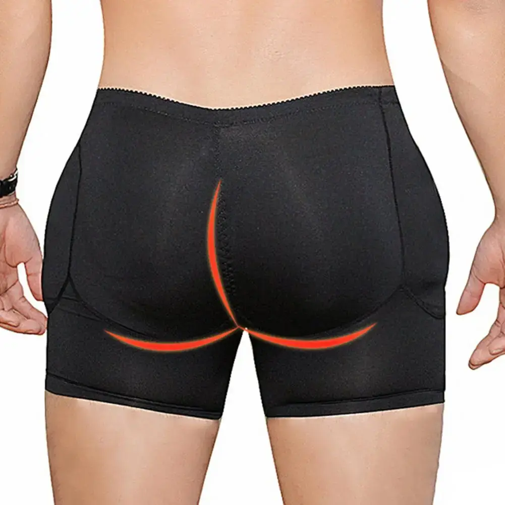 섹시한 가짜 엉덩이 패딩 복서 남성 팬티 패드 작성 Shapewear 두꺼운 엉덩이 리프팅 자연 남성 복서 속옷 엉덩이 기중 장치