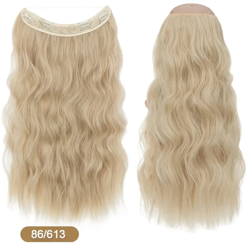 Synthetic Invisible Wire Hair Extensions Adjustable Long Clip in Wave Curly Secret Hairpiece for Women Fish Line Hair — image 18