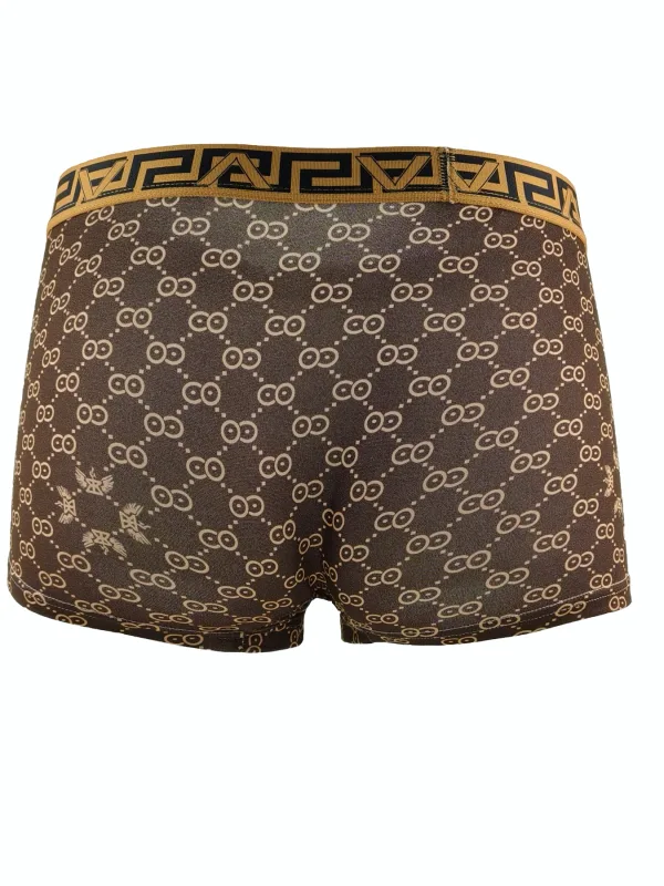 Set Seluar Dalam Boxer Poliester 4 Keping Lelaki - Seluar Dalam Bercorak Geometri & Monogram Mewah, Pelbagai Warna