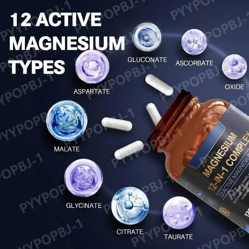 Magnesium Capsule Contain Glycinate Citrate & Aspartate Etc Complex Supplement Relaxation Muscle Heart Health Support 120 Count — image 2