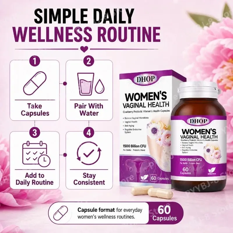 Women Vaginal Health Capsules 60 Count with Multivitamin Probiotic Blend — Support Urinary System Wellness & Balanced Microbiota