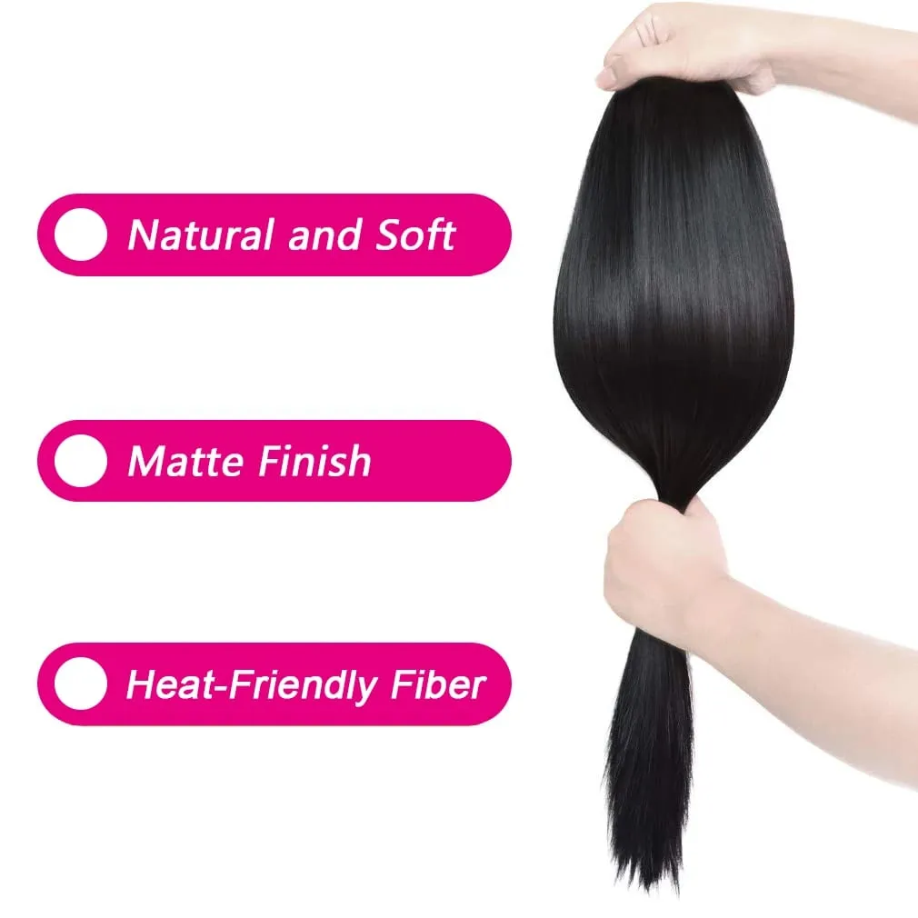 #1B Halo Extensions Human Hair With Clips Natural Black Clip In Hair Extensions Invisible Wire Hair Human Hair Extensions 26In — image 3
