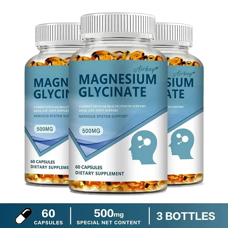 Magnesium Glycinate - Nerves System Improve Mood Nervous Muscles Recovery Heart Health Sleep Quality Support