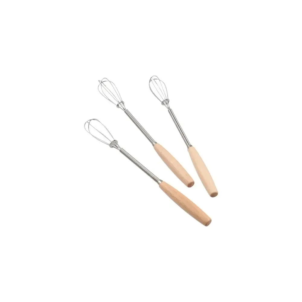 Multifunction Stainless Steel Egg Beater Wooden Handle Useful Mini Egg Whisk Portable Manual Egg Beater Baking