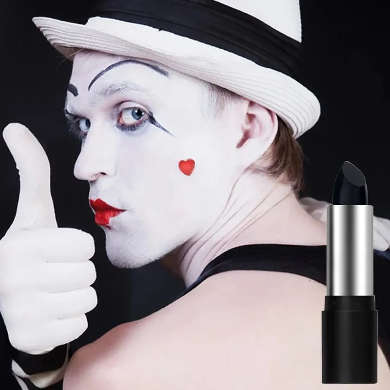 2pcs Set Black Diamond Glitter Lipstick & White Foundation Halloween Cos Stage Creative Makeup Kit For Face & Lip