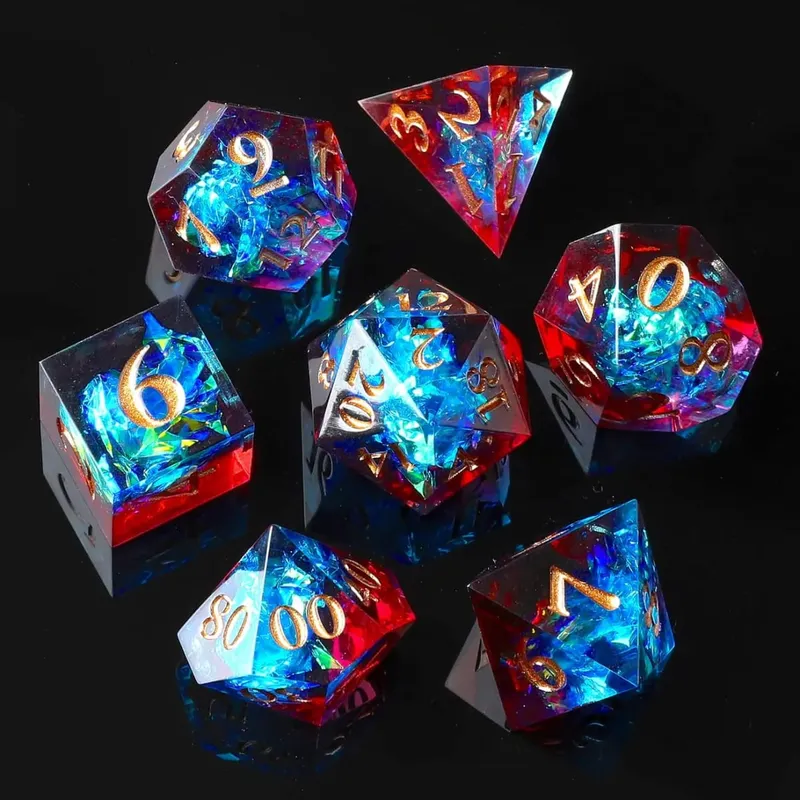 Resin Sharp Edge DND Dice Set for Dungeons and Dragons Role Playing and Tabletop Game