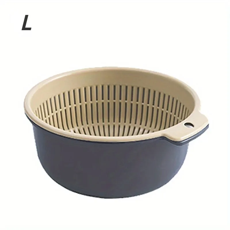 Kitchen Fruit Tray Removable Double Layer Fruit And Vegetable Basin Draining Basket Creative Household Rotating Washing Basket