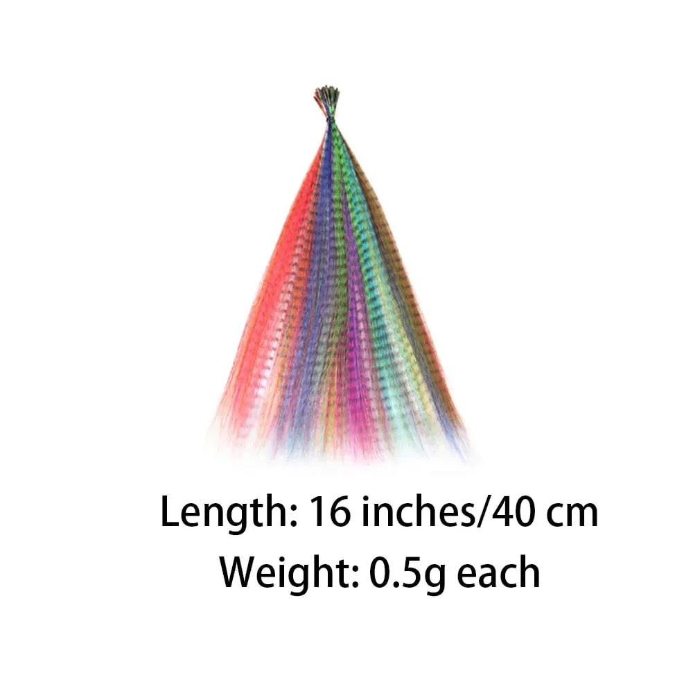 Synthetic Colored I-Tip Faux Feather Hair Extensions 16" 10 Strands/Pack Women's Heat Resistant Fiber Wig Accessories