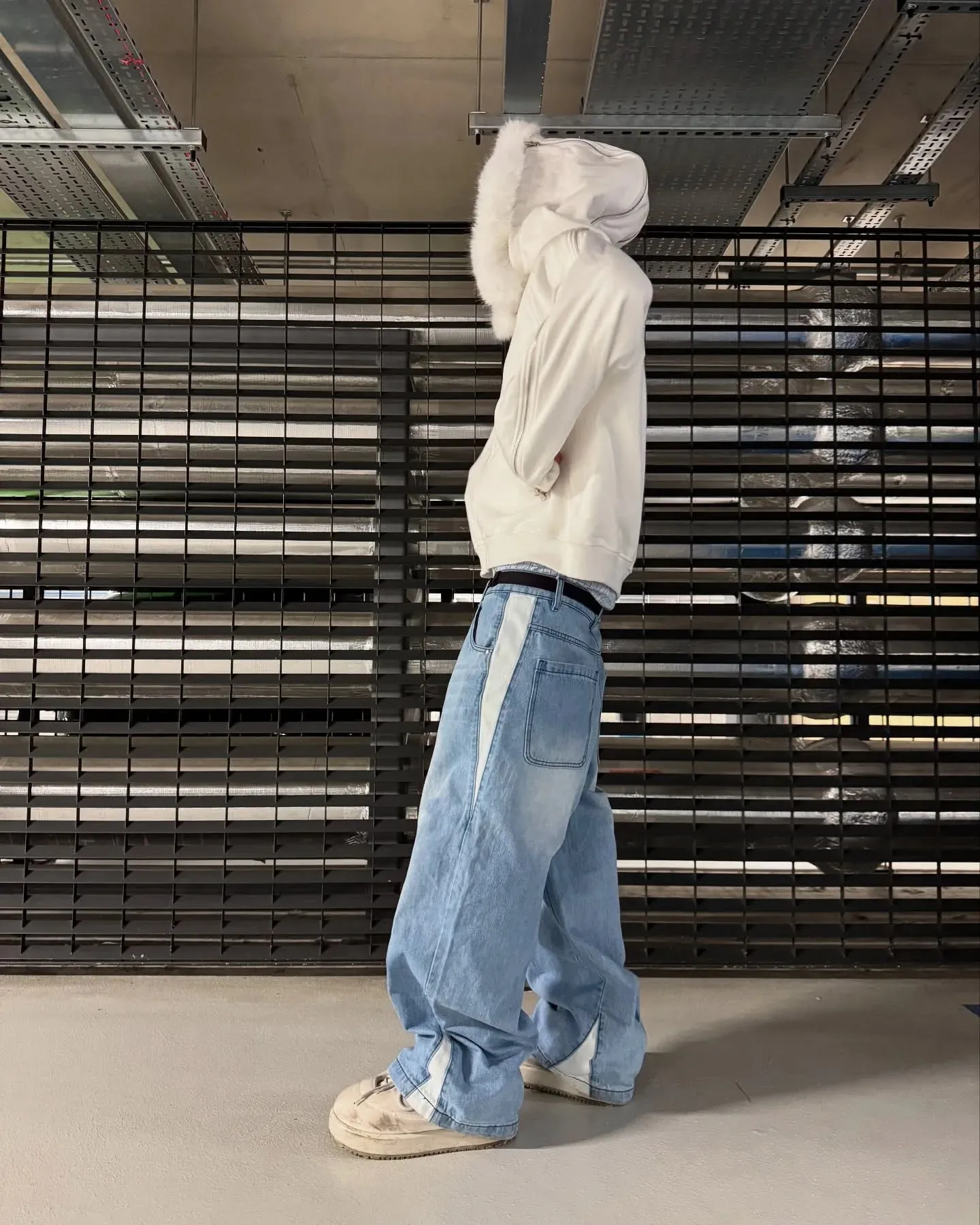 Wide Leg Jeans Men Straight Pants Vintage Patchwork Washed Distressed Mid Waist Pockets 2025 Streetwear Denims Loose Trousers