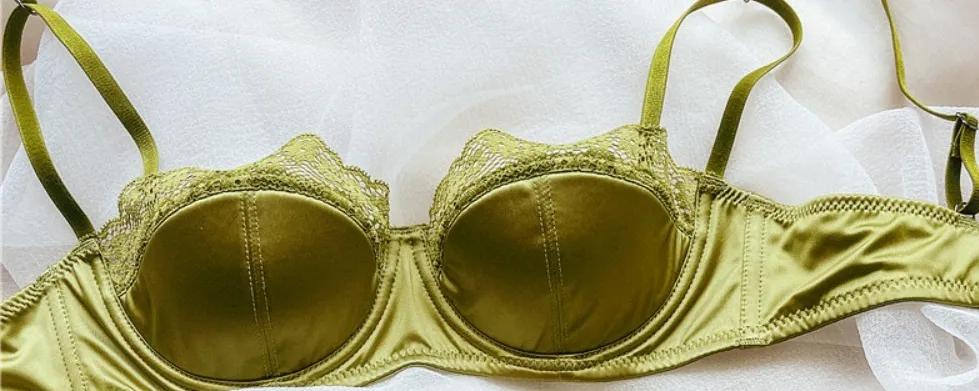 Women Half Cup Lace Bra Set Thin Underwire Sexy Minimizer Bra Anti‑Sag Side Support Hide Armpit Fat Ladies Lingerie Set 2‑38