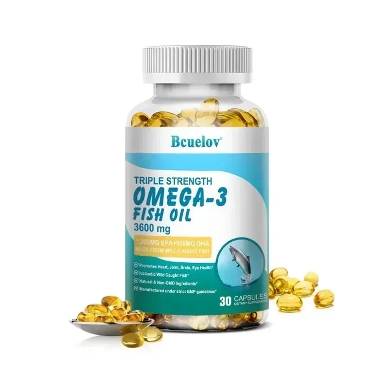Bcuelov Omega-3 Fish Oil Dietary Supplement - Includes EPA & DHA - 3600 Mg Per Serving for Heart Joint Brain Eye Health