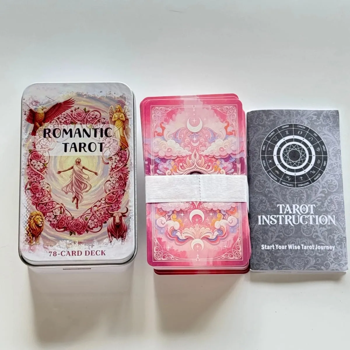12*7cm Inner Rose Tarot Deck in Metal Box 350GSM with Paper Instruction Manual Self Growth Meditation Board Games