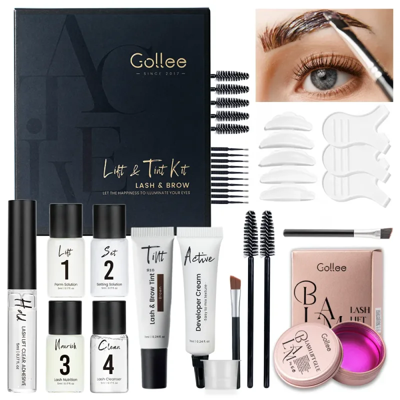 Gollee Lash and Brow Curling Perm Kit Natural Eyelash Lifting Perm Treatment Makeup Long Lasting 4-6 Weeks For Lash Curler Perm