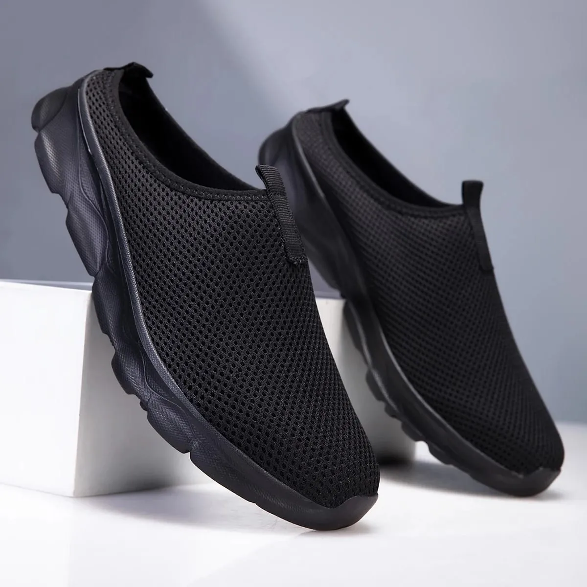 Demi-pantoufles pour hommes, chaussures de marche respirantes et décontractées en maille, légères et confortables, à la mode, pour l'extérieur — image 6