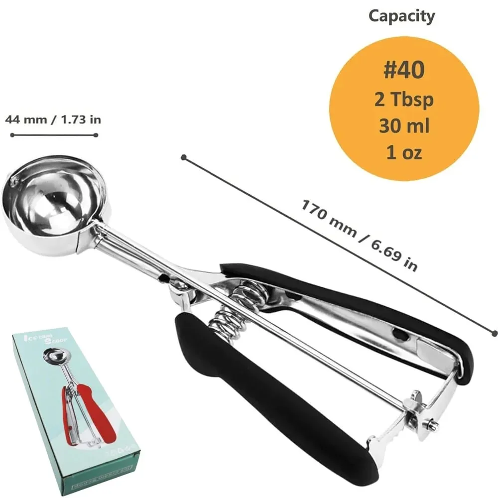Stainless Steel Ice Cream Scoop For Baking Cookie Scoop Trigger Release Cookie Dough Scoop Anti-Slip Spring-Trip Kitchen Tool