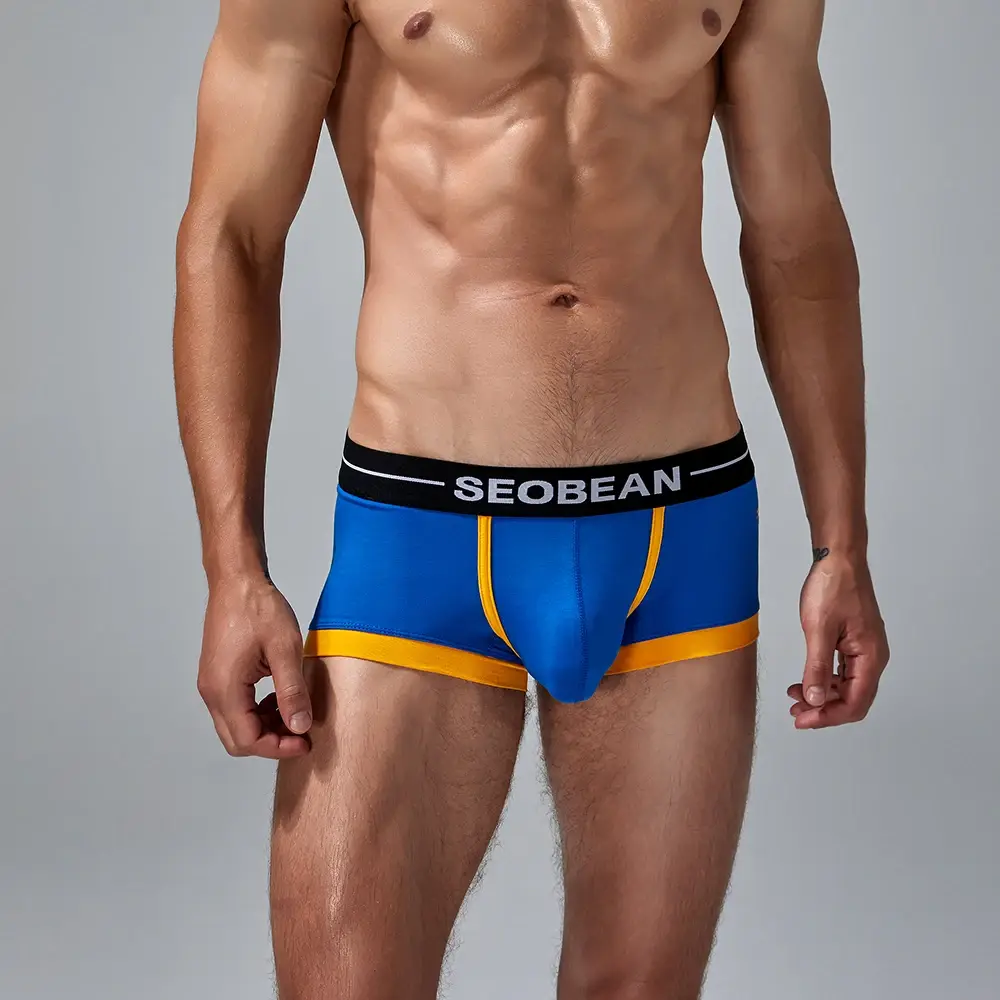 Seobean 4-Pack Men's Cotton Underwear Comfortable Breathable Sweat-Absorbent Flat-Bottom Briefs