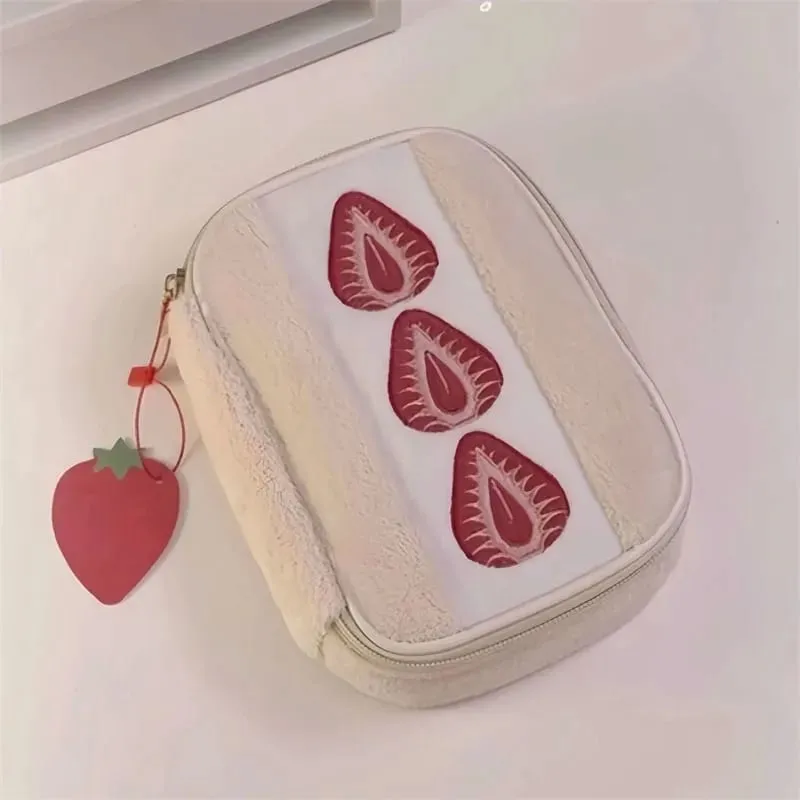 Strawberry Sandwich Cosmetic Tools Bag Large Capacity Makeup Brushes Lipstick Storage Bag Multi-Functional Comestic Organizer