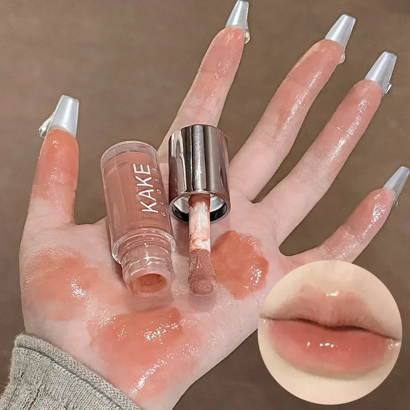 Mirror Liquid Lipstick Moisturizing Jelly Brown Water Light Lip Glaze Sexy Lip Gloss Long Lasting Nude Lip Tint Makeup Cosmetics