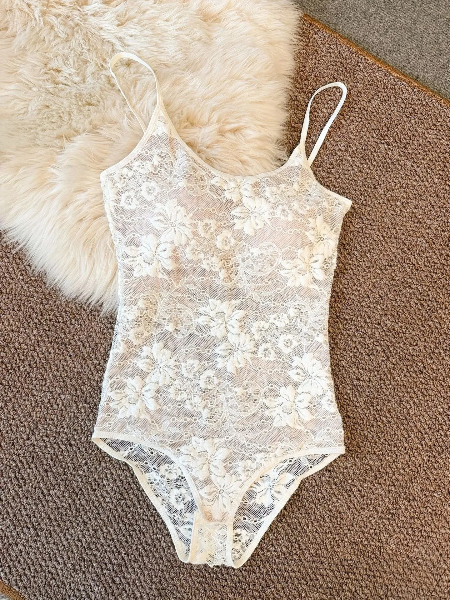 Sexy See Through Lace With Lining Elastic Spaghetti Strap Bodysuit Woman Sling Tight Short Jumpsuit Slim Fit Rompers Playsuits