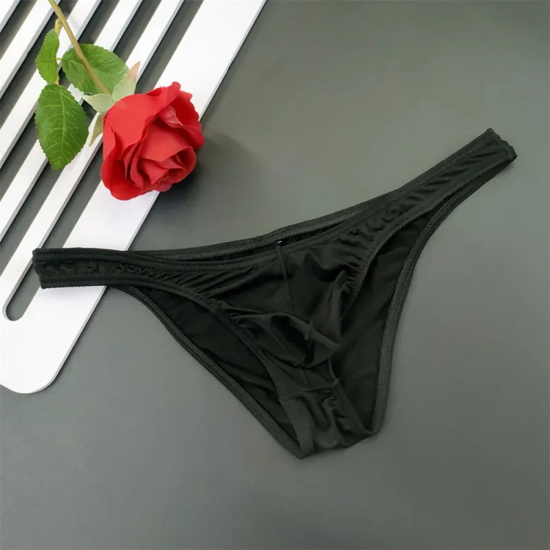 Slip en soie glacée pour hommes, 5 pièces, sous-vêtements avec poche en U, taille basse, sous-vêtements transparents Ultra fins, culottes Sexy grande taille pour hommes, nouvelle collection