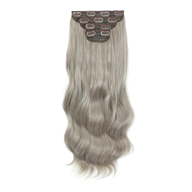 22Inch 220Gram 4Pcs Clips In Blond 613# Body Wave Bundles Ombre Light Brown 6# High Temperature Bio Synthetic Hair Extensions