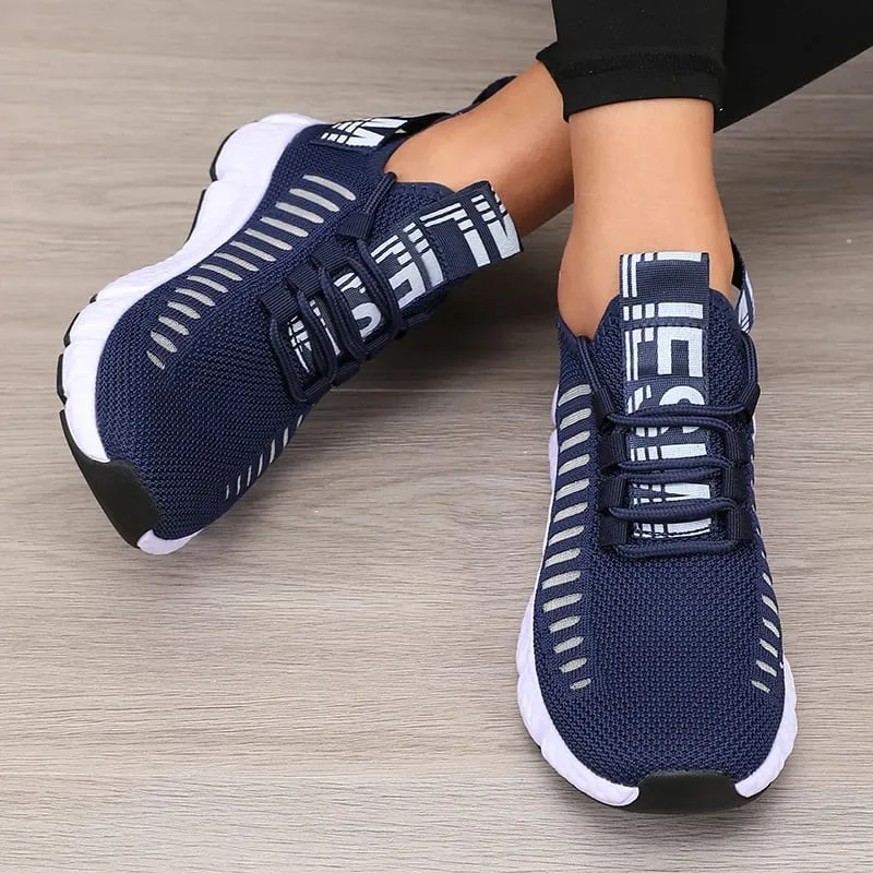Women's Sports Shoes Mesh Lightweight Soft Sole Jogging Strap Breathable Fashion Sports Walking Casual Tennis Flat Shoes for Men