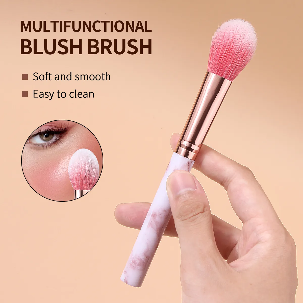 4PCS Makeup Brushes Set for Loose Powder Setting Powder Blush&Highlight Smooth Application Cosmetic Tools for Makeup Beginners