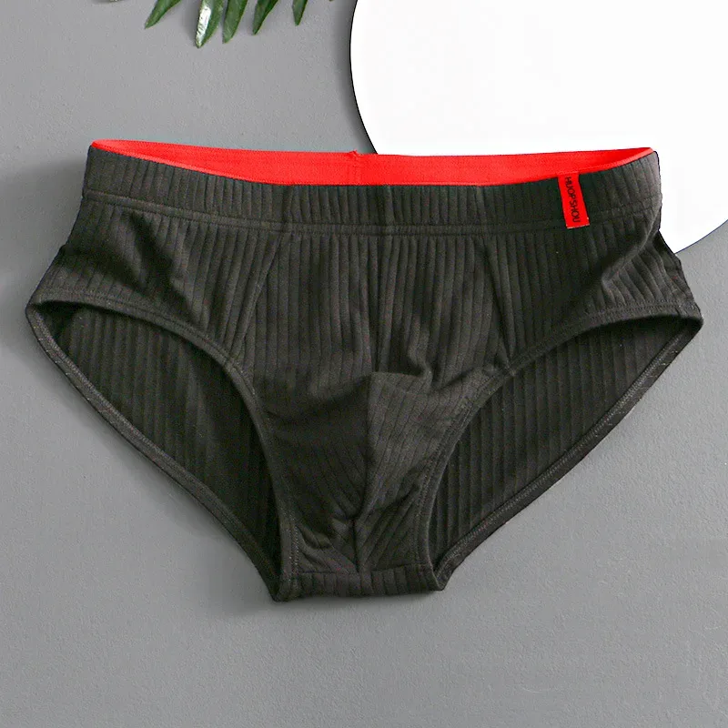 1/3 pçs cuecas masculinas meados de cintura elástica macia respirável anti-séptico u convexo listrado cor sólida casual cuecas masculinas
