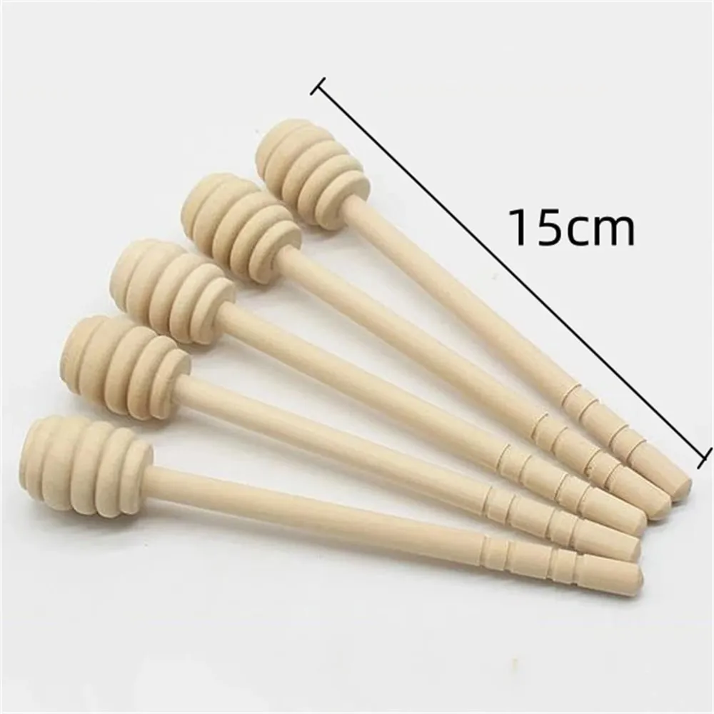 100pcs Wood Honey Dipper Stick Server for Honey Jar Dispense Drizzle Honey