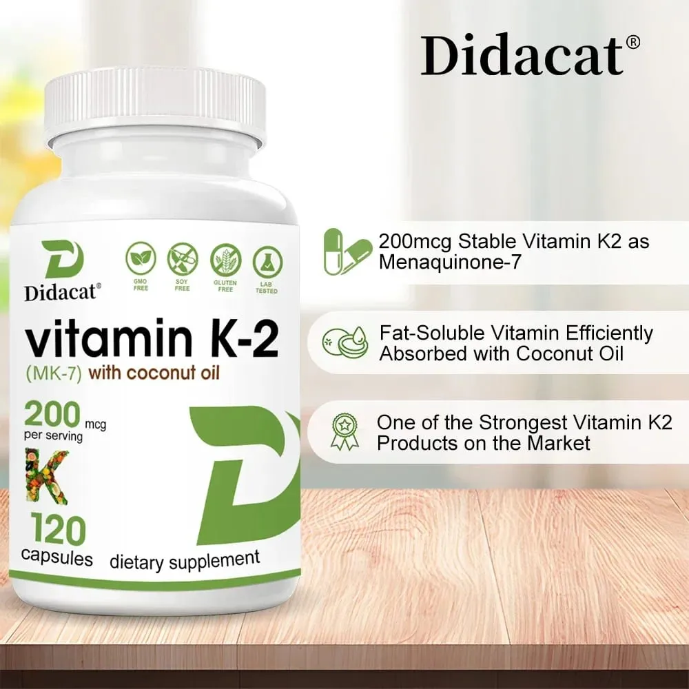 Vitamin K2 (MK-7) 200mcg Softgels Easily Absorbed Vitamin K Supplement - Bone Joint & Immune Support - Non-GMO Certified