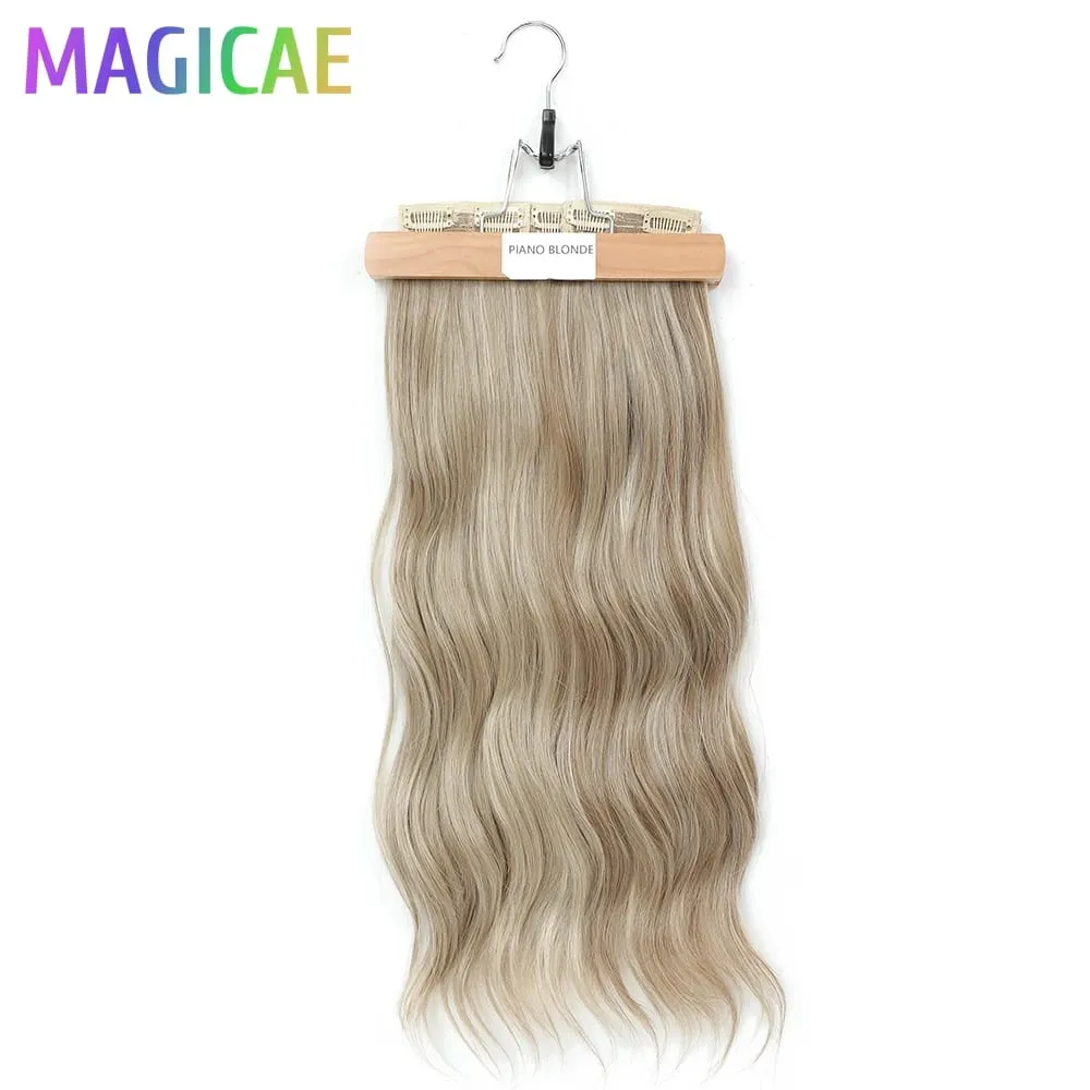 24Inch Piano Blonde P12/16/613 4Pcs/Lot Clips In Body Wave 220Grams Ombre Brown High Temperature Bio Synthetic Hair Extensions