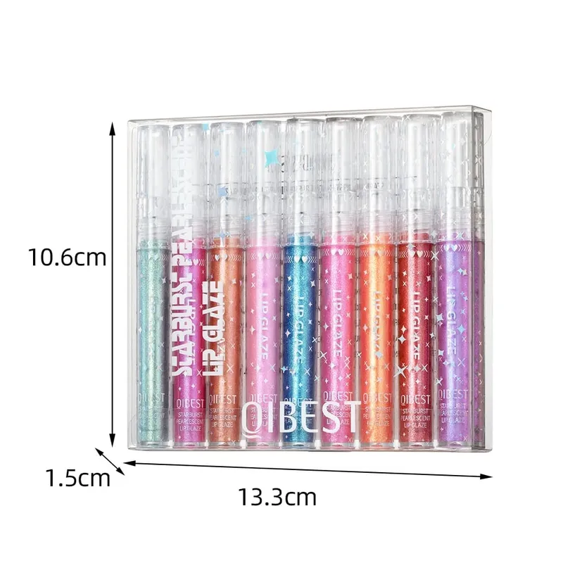 9 Colors Shimmer Lipgloss Set Lasting Glitter Liquid Lipstick Moisturizing Lugminous Lip Gloss Makeup Shiny Lip Glaze Kit