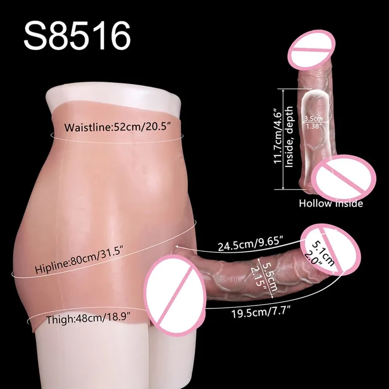 Manchon de pénis réaliste taille haute, sangle sur gode creux, culotte en Silicone, extension de bite, jouet sexuel pour hommes