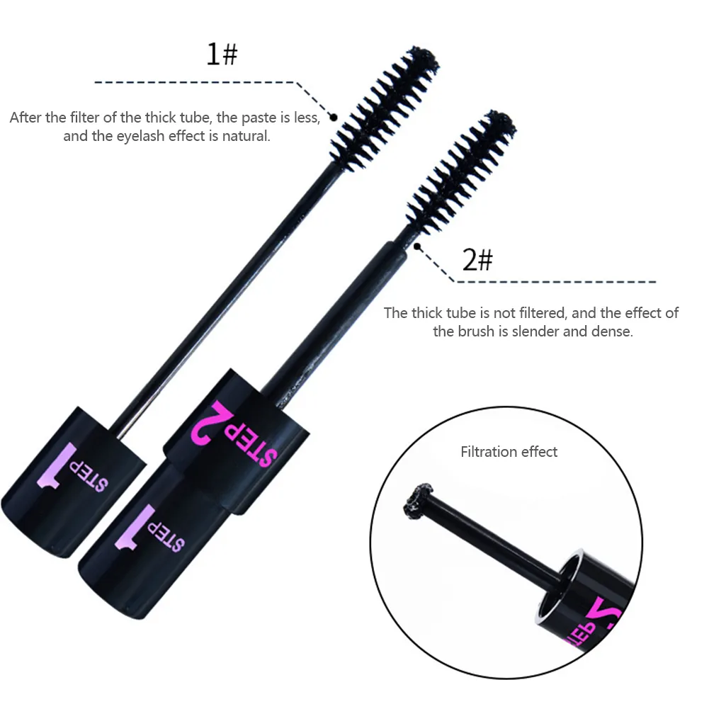 2 In 1 Long Curled Thick Mascara Silica Gel Brush Lengthening Volume Waterproof Lasting Eyelash Mascara Beauty Eyes Cosmetics — image 5