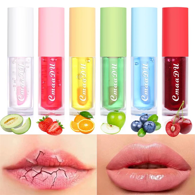Fruit Color Changing Lip Gloss Strawberry Lip Oil Moisturizing Reduce Lips Line Liquid Lipstick Waterproof Jelly Plump Lips Care