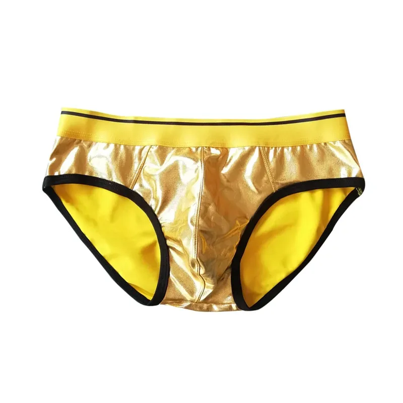 Sexy Men's Underwear Patent Leather Shinning Briefs Jockstrap Stretch Sissy Pouch Underwear Briefs Male Fashion Comforty