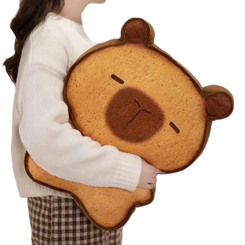 Kawaii Plush Biscuit Capybara Throw Pillow Cute Capibara Cake Cookie Toast Keychain Sofa Cushion Nap Sleeping Toys Birthday Gift